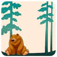 Bezpłatny wektor niedźwiedź i drzewa