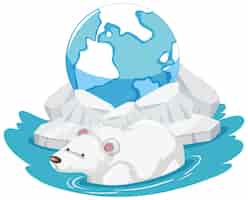 Bezpłatny wektor niedźwiedź polarny z górą lodową na białym tle