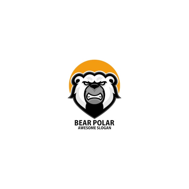 Bezpłatny wektor niedźwiedź polarny zły projekt logo maskotki do gier