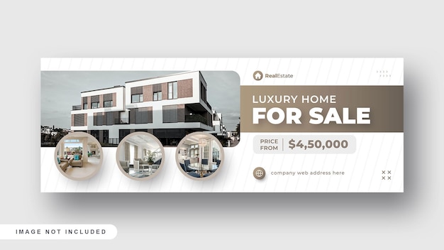 Nieruchomości luksusowy dom sprzedaż okładka mediów społecznościowych baner internetowy