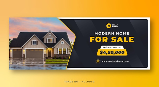 Nieruchomości sprzedaż domu media społecznościowe okładka baner internetowy