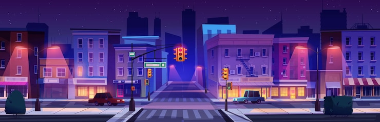 Bezpłatny plik Wektor night city street skrzyżowanie