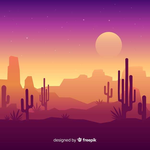 Nocny krajobraz pustyni