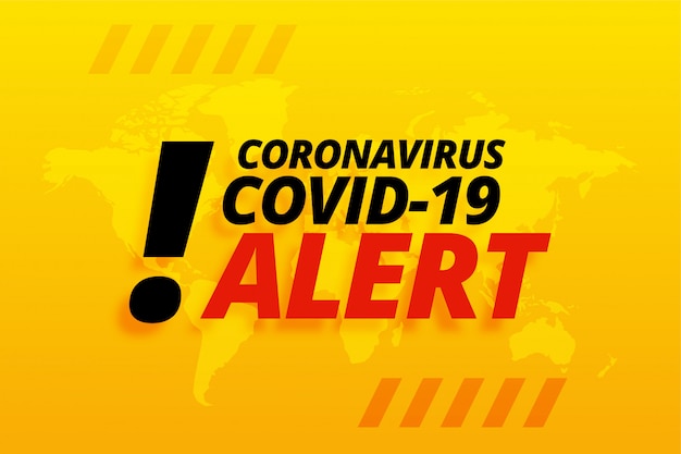 Nowatorski koronawirus covid-19 ostrzega żółte tło