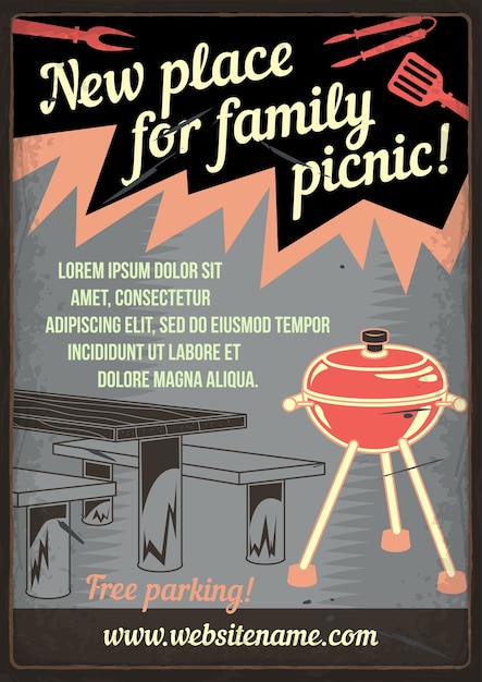 Bezpłatny wektor nowe miejsce na rodzinny piknik
