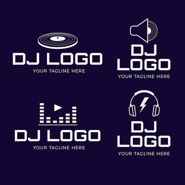 Bezpłatny wektor nowoczesna kolekcja płaskich logo dj