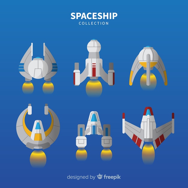 Nowoczesna kolekcja statków kosmicznych o płaskiej konstrukcji