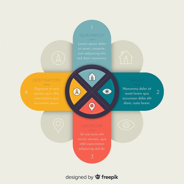 Bezpłatny wektor nowoczesne kolorowe infografiki kroki