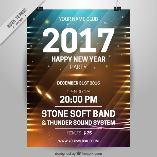 Bezpłatny wektor nowoczesne new year party plakat