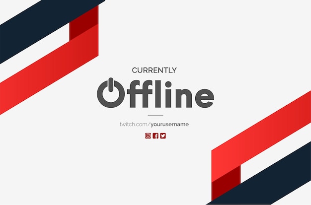 Bezpłatny wektor nowoczesne tło banera twitch w trybie offline z czerwonymi kształtami