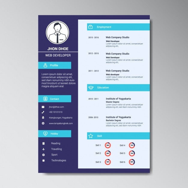 Bezpłatny plik Wektor nowoczesne webdeveloperem szablon cv