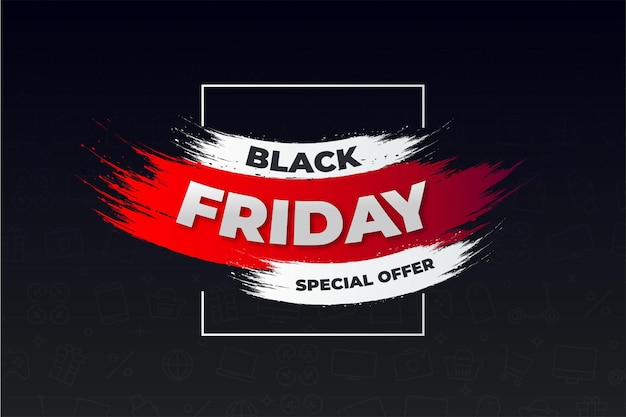 Nowoczesny baner Black Friday z abstrakcyjnym czerwonym pociągnięciem pędzla