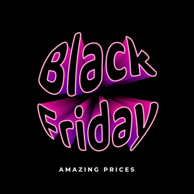 Bezpłatny wektor nowoczesny baner black friday z neonowym efektem tekstowym