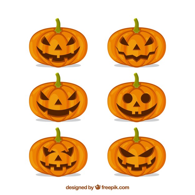 Nowoczesny pakiet płaskich dynie halloween