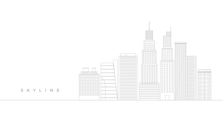 Bezpłatny plik Wektor nowoczesny skyline miasta miasto baner z arcydziełem architektonicznym