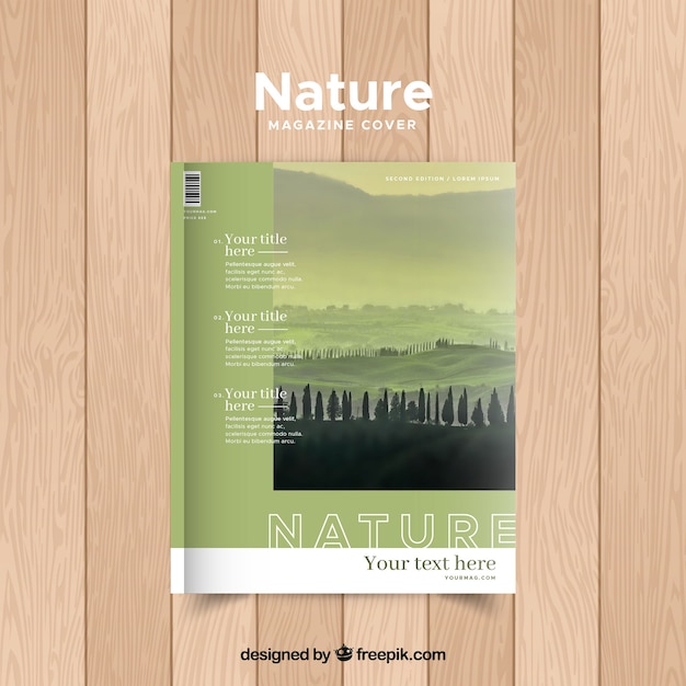 Nowoczesny szablon okładki magazynu natura ze zdjęciem