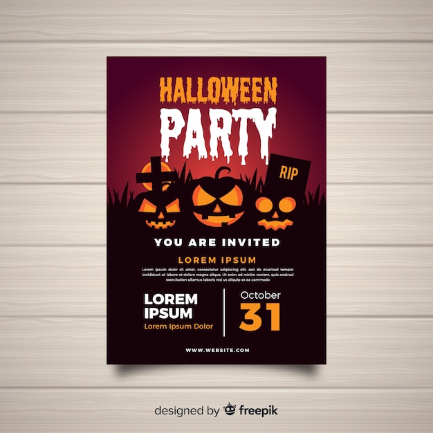 Nowoczesny Szablon Plakat Party Halloween Z Płaska Konstrukcja