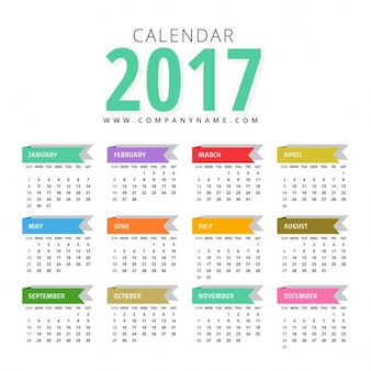 Nowoczesny wzór szablonu kalendarza 2017