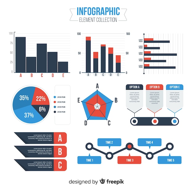 Bezpłatny wektor nowoczesny zestaw elementów infografiki z płaska konstrukcja