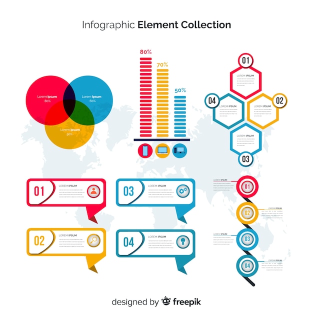 Bezpłatny wektor nowoczesny zestaw elementów infografiki z płaska konstrukcja
