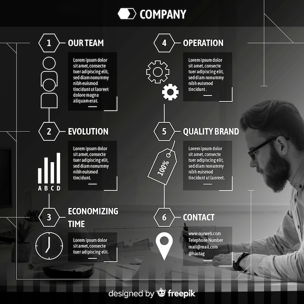 Bezpłatny wektor nowożytny biznesowy infographic z fotografią