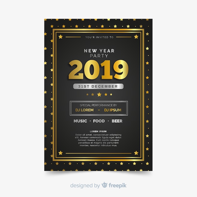 Bezpłatny wektor nowy rok 2019 strona ulotka