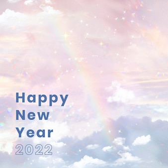 Nowy rok estetyczny szablon wektor, pastelowe niebo tęczy, projekt postu na facebook