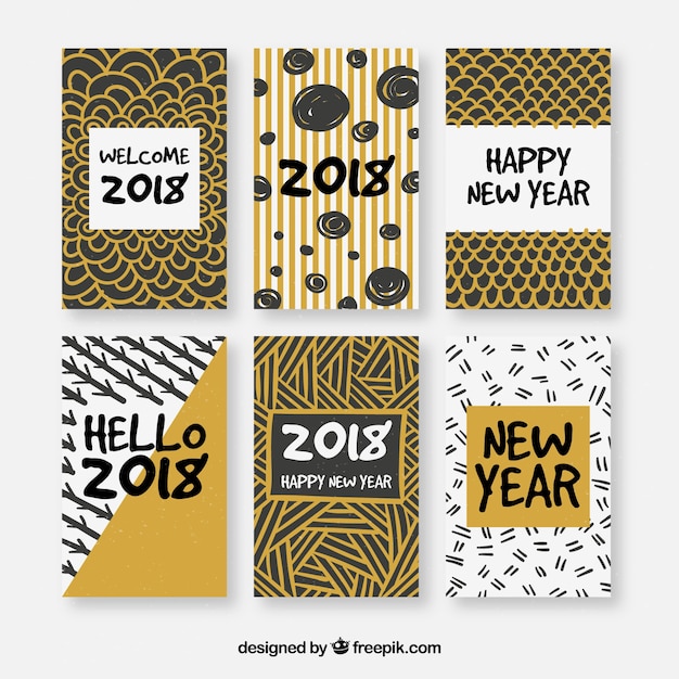 Bezpłatny wektor nowy rok kartki z różnych wzorów
