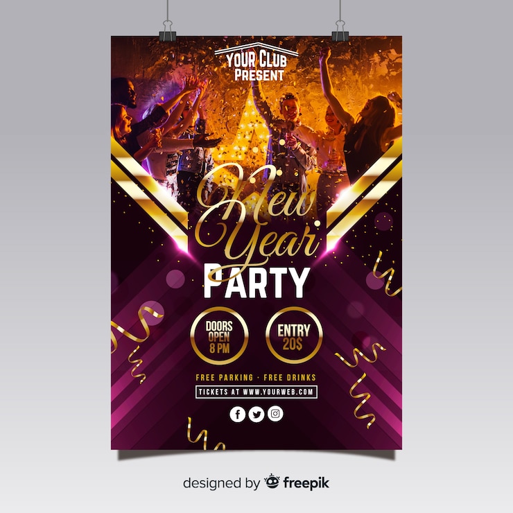 Bezpłatny plik Wektor nowy rok party plakat 2019