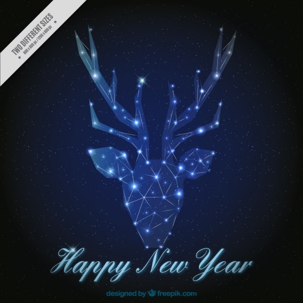 Bezpłatny wektor nowy rok tła geometrycznej reniferów ze światłami