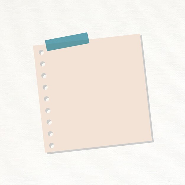 Nude różowy dziurkowany papier notatkowy wektor naklejki dziennika