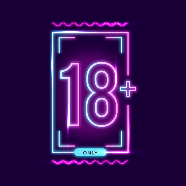 Numer 18+ w stylu neonowym