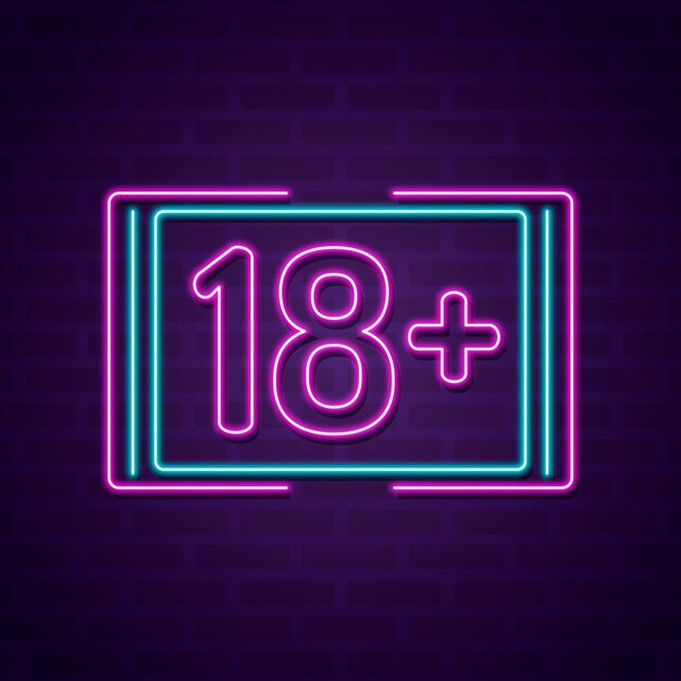 Numer 18+ w stylu neonowym