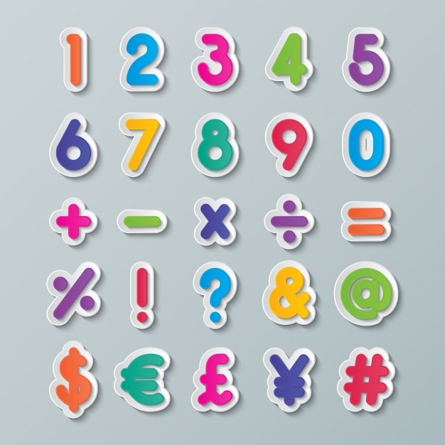 Bezpłatny wektor numery i symbole kolorów