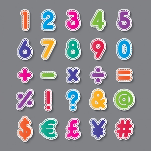 Bezpłatny wektor numery i symbole kolorów