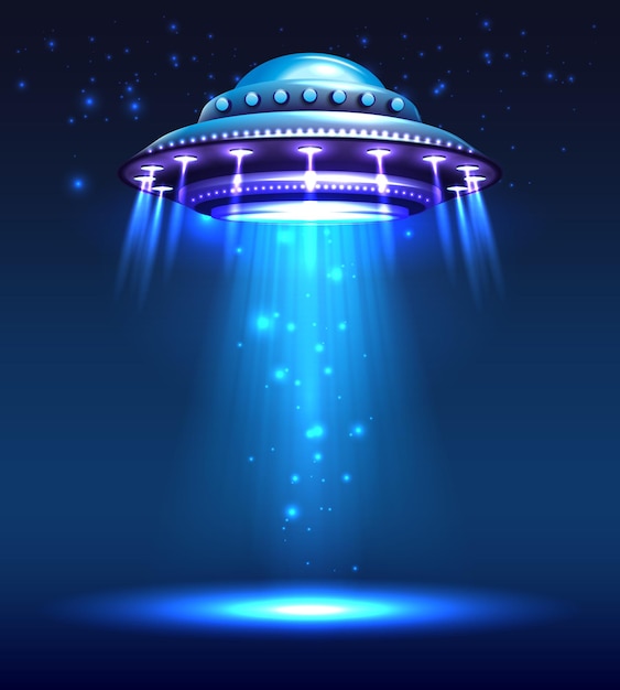 Obce Tło Ufo Z Symbolami Kosmosu Realistyczne Ilustracji Wektorowych