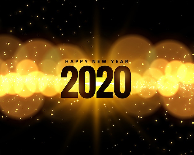 Obchody nowego roku 2020 ze złotymi światłami bokeh