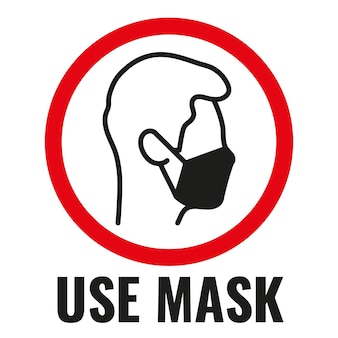 Obowiązkowe użycie znaku informacyjnego maski na białym tle.