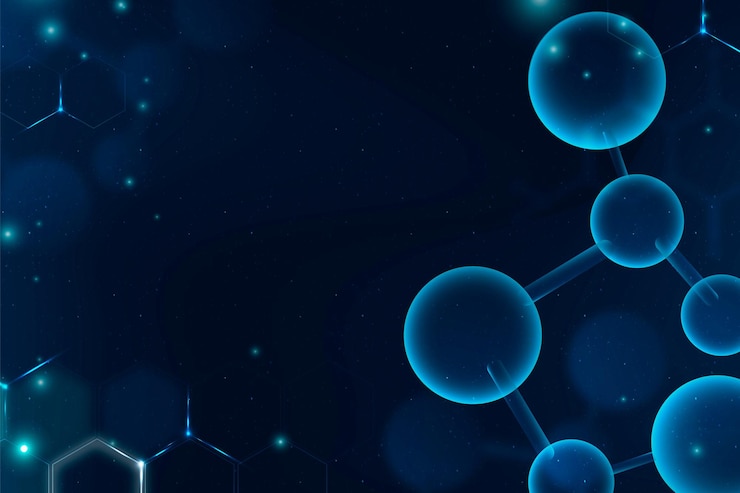 Bezpłatny plik Wektor obramowanie wektora nanotechnologii molekularnej w kolorze niebieskim z pustą przestrzenią