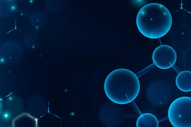 Obramowanie wektora nanotechnologii molekularnej w kolorze niebieskim z pustą przestrzenią