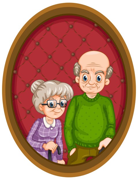 Obraz dziadków na drewnianej ramie