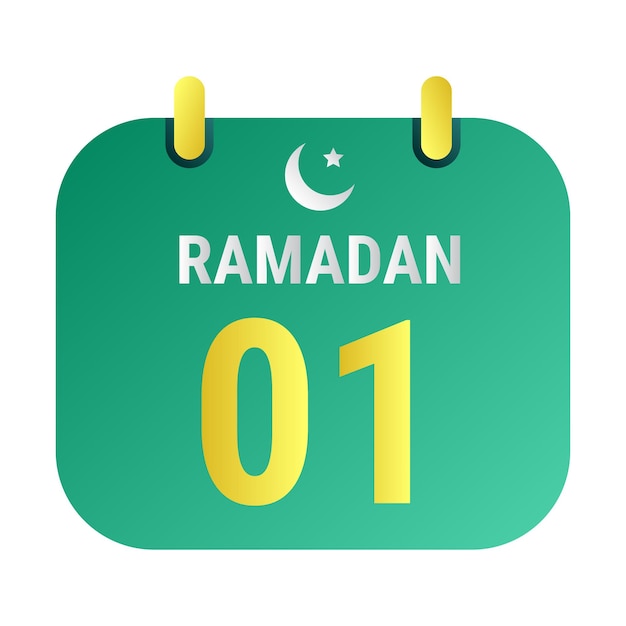 Bezpłatny wektor odliczanie do 1. ramadanu świętuj z białym i złotym półksiężycem oraz angielskim tekstem ramadanu