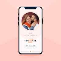 Bezpłatny wektor odroczony format ekranu smartfona ogłoszenia o ślubie