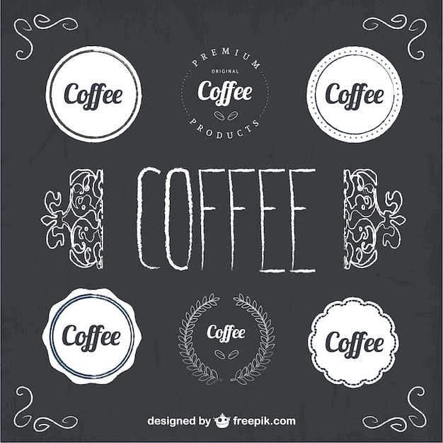 Bezpłatny wektor odznaki kawy w stylu tablica