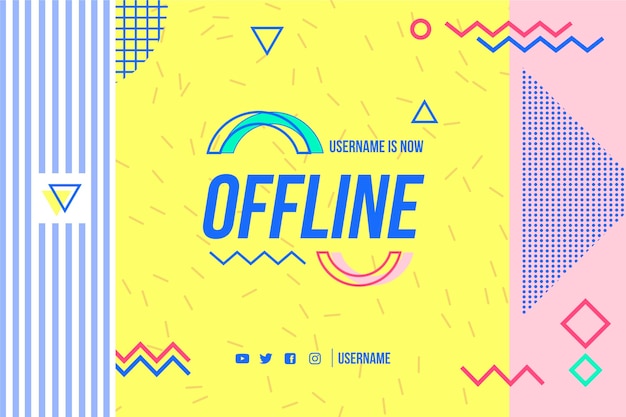 Bezpłatny wektor offline twitch banner w stylu memphis