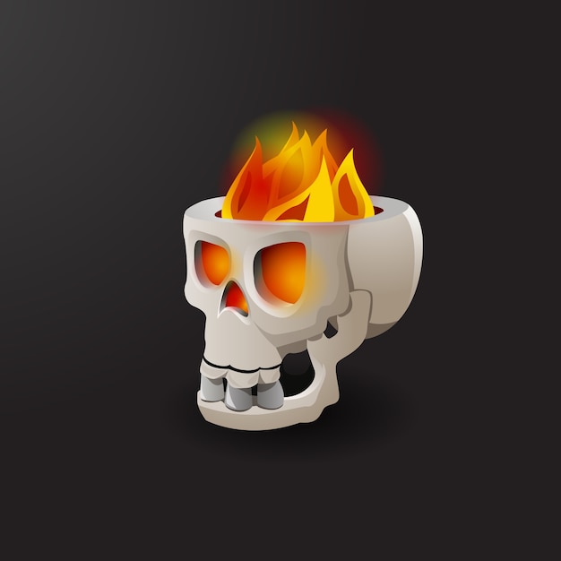 Ogień spalania w ilustracji wektorowych czaszki