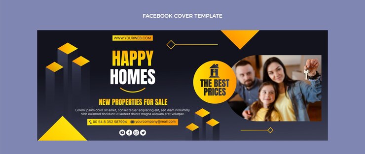 Bezpłatny plik Wektor okładka facebooka gradient real estate
