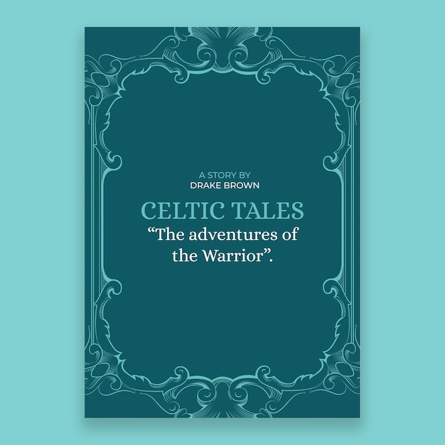 Bezpłatny wektor okładka książki w stylu vintage, ozdobne, celtyckie opowieści