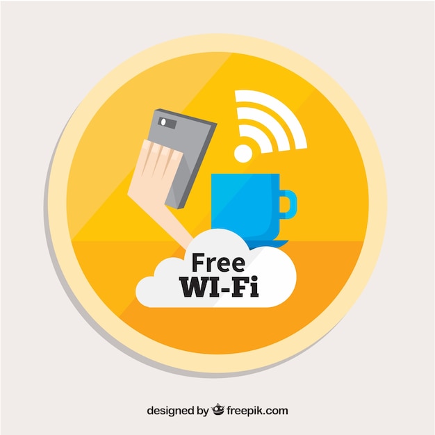 Okólne Tło Wifi W Płaskim Stylu