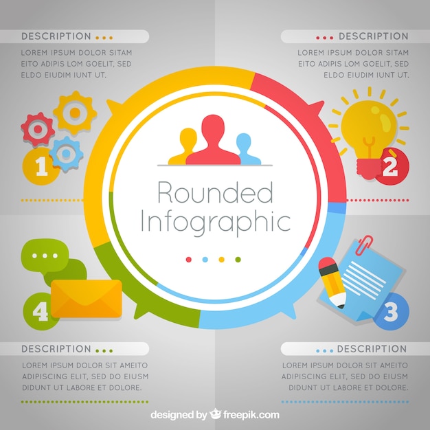 Bezpłatny wektor okrągły infograficzny z czterema opcjami